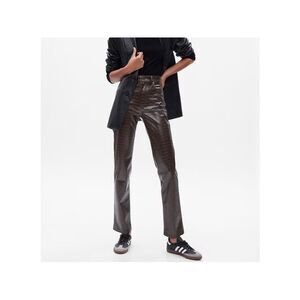 GAP High Rise Vegan Croc Leather Cheeky Straight Pants 32 14 Long Tall NWT